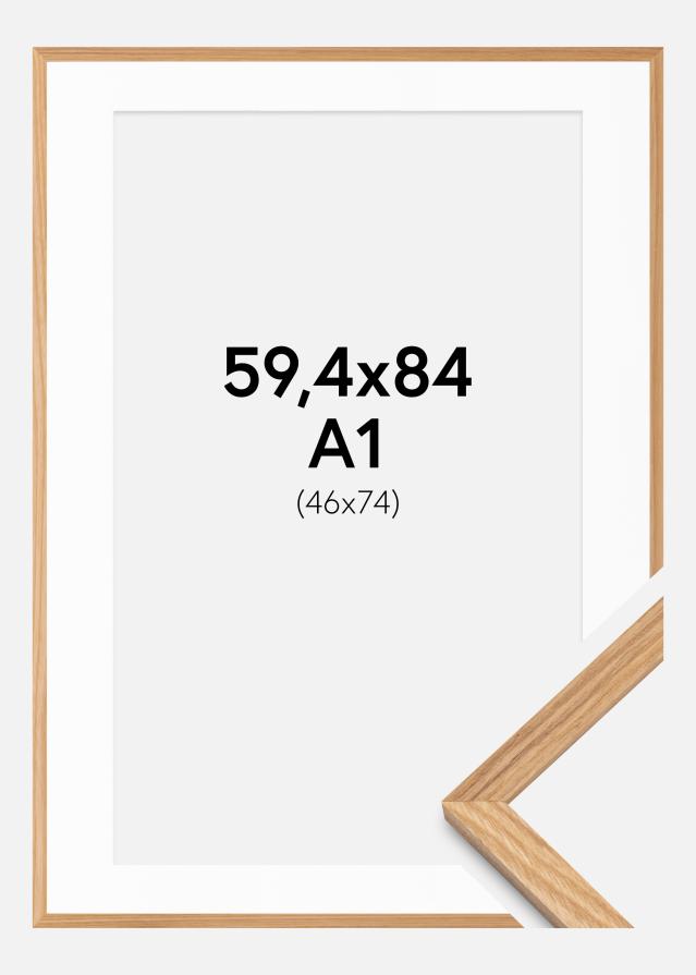 Ramme Massiv Eik 59,4x84 cm - Passepartout Hvit 47x75 cm