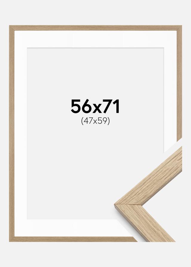 Ramme Stilren Eik 56x71 cm - Passepartout Hvit 48x60 cm