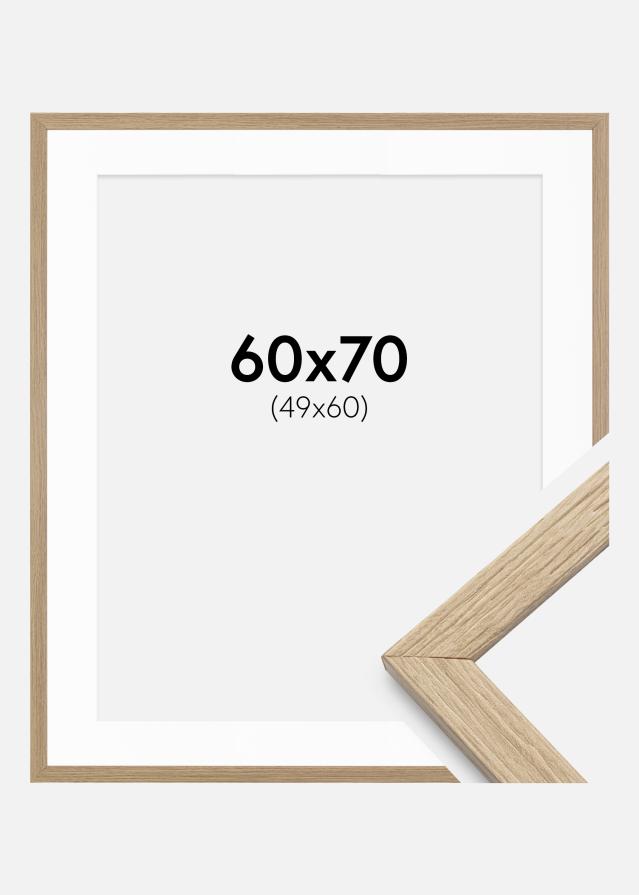 Ramme Stilren Eik 60x70 cm - Passepartout Hvit 50x61 cm
