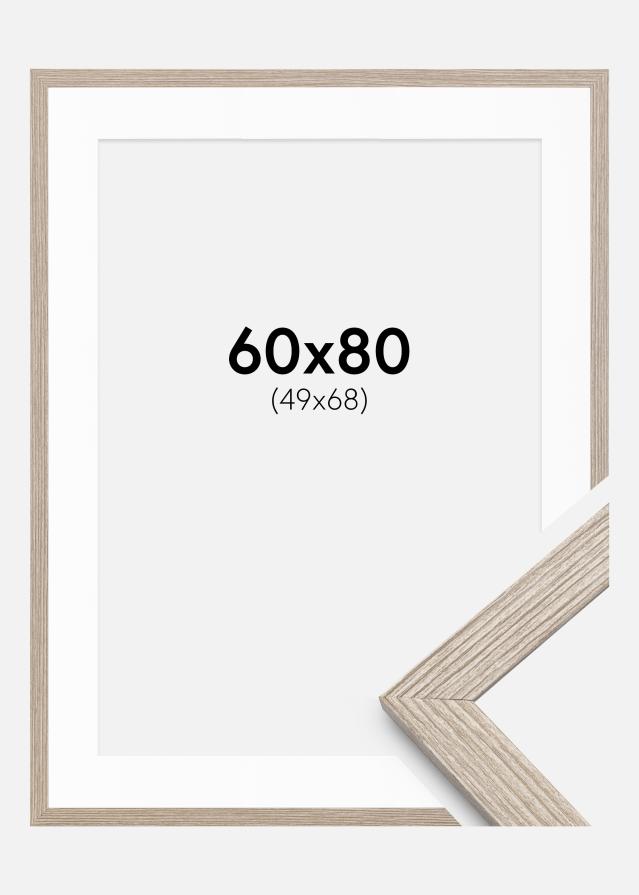 Ramme Stilren Greige eik 60x80 cm - Passepartout Hvit 50x69 cm
