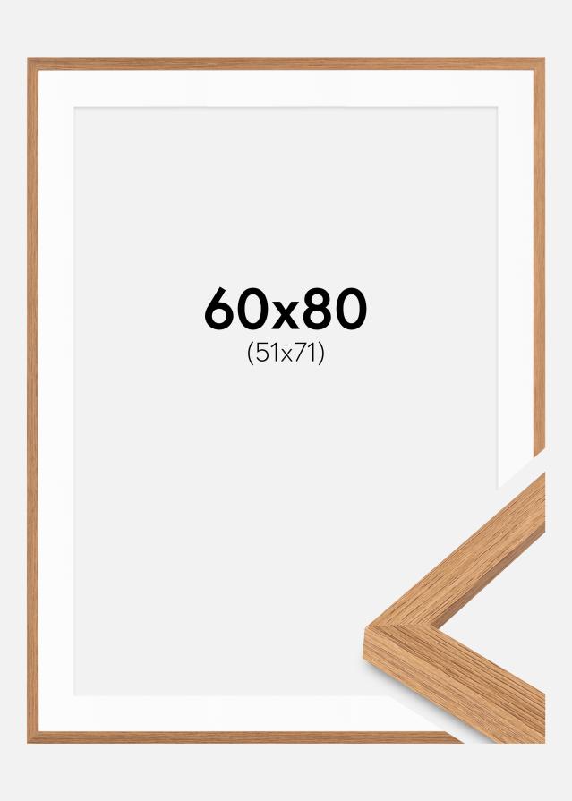 Ramme Modern Teak 60x80 cm - Passepartout Hvit 52x72 cm