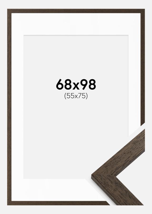 Ramme brun tre 68x98 cm - Passepartout Hvit 56x76 cm