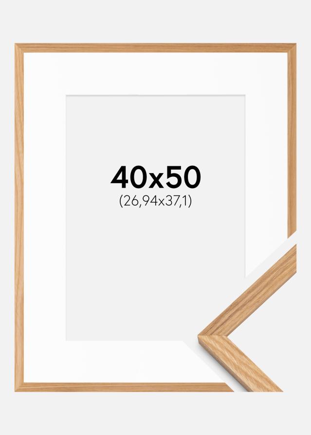 Ramme Massiv Eik 40x50 cm - Passepartout Hvit 11x15 inches