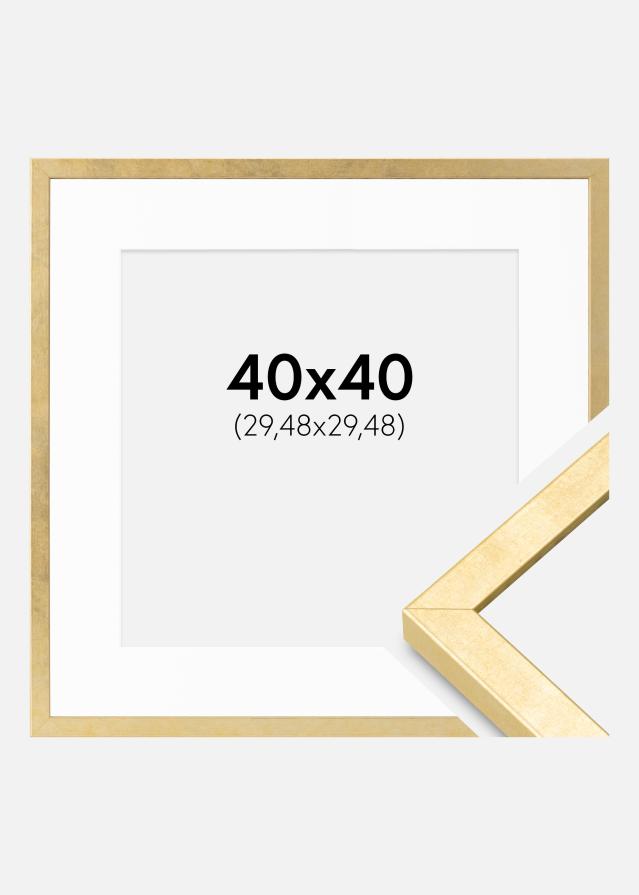 Ramme Ares Gull 40x40 cm - Passepartout Hvit 12x12 inches