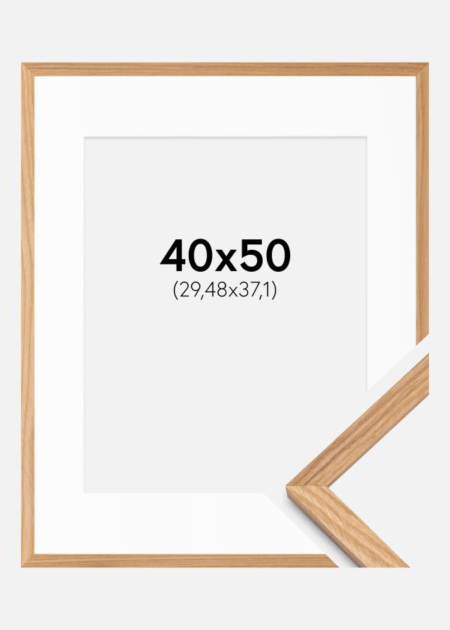 Ramme Massiv Eik 40x50 cm - Passepartout Hvit 12x15 inches