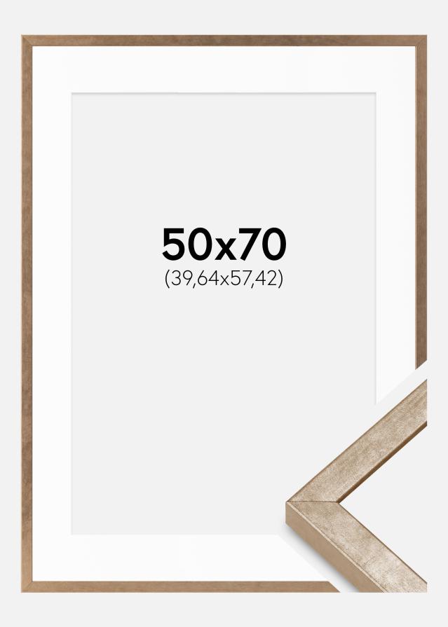 Ramme Ares Messing 50x70 cm - Passepartout Hvit 16x23 inches