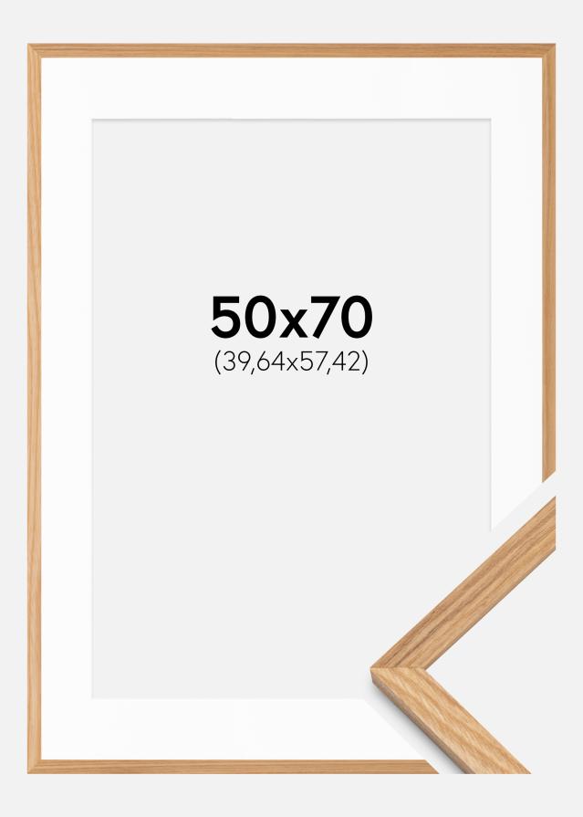 Ramme Massiv Eik 50x70 cm - Passepartout Hvit 16x23 inches