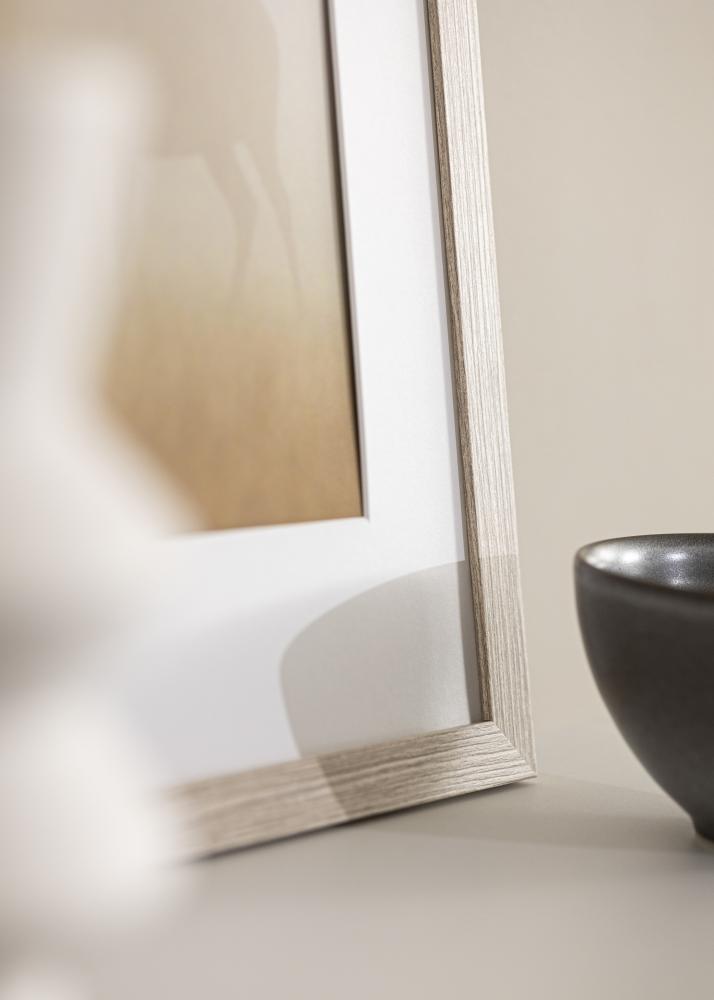 Ramme Stilren Greige eik 30x40 cm - Passepartout Hvit 20x28 cm