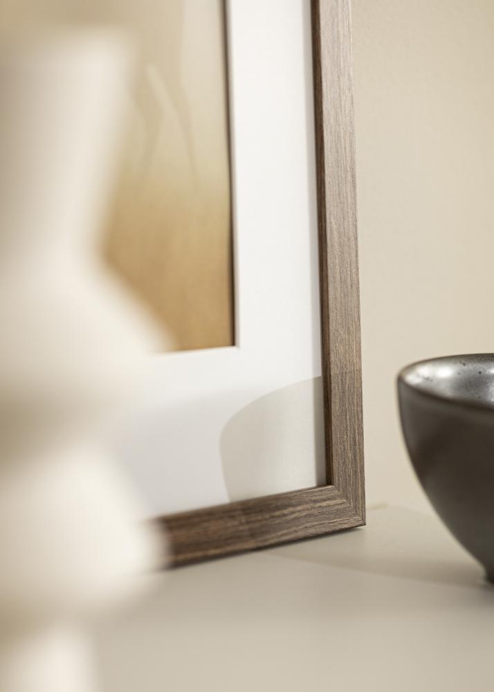 Ramme Stilren kald brun 50x70 cm - Passepartout Hvit 15x23 inches