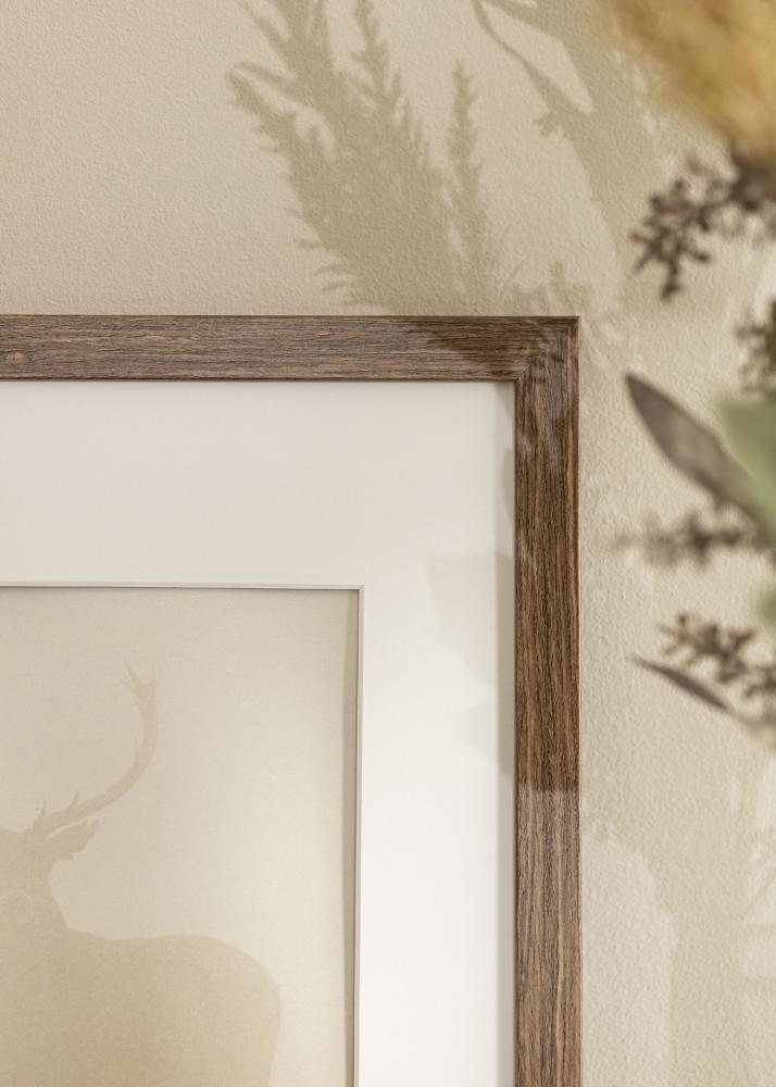 Ramme Stilren kald brun 50x70 cm - Passepartout Hvit 15x23 inches
