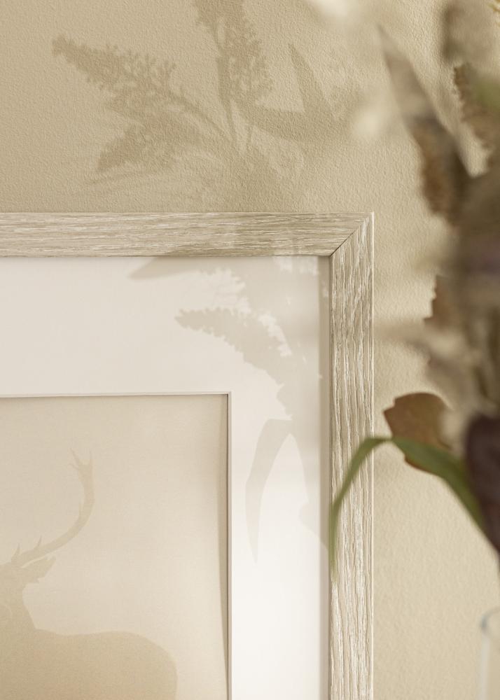 Ramme Stilren lys grå eik 42x59,4 cm - Passepartout Hvit 25x38 cm