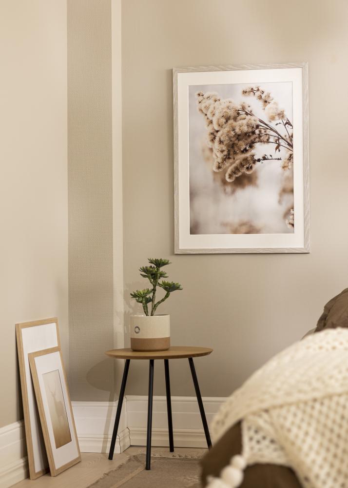 Ramme Stilren lys grå eik 42x59,4 cm - Passepartout Hvit 25x38 cm