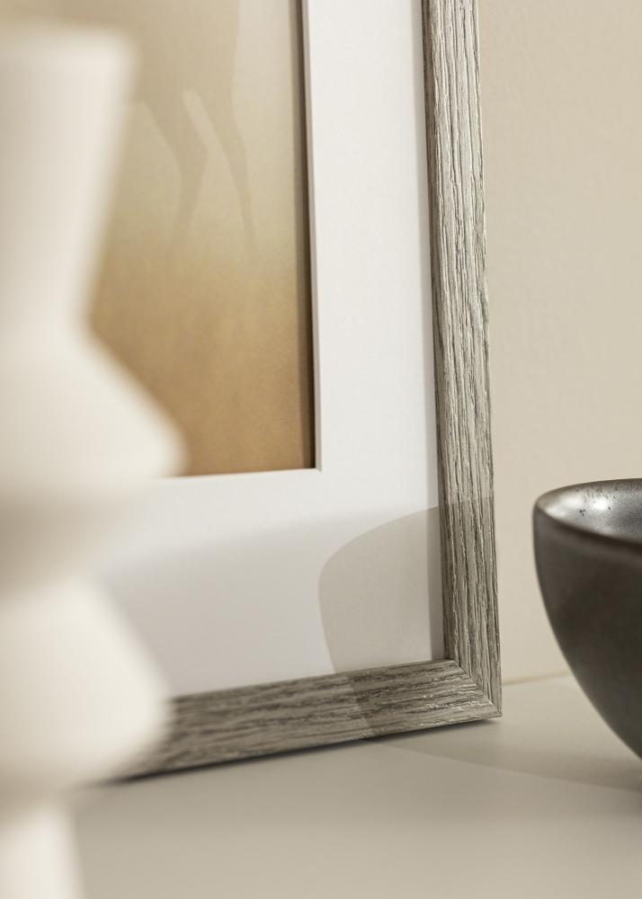 Ramme Stilren grå eik 40x50 cm - Passepartout Hvit 27,5x37 cm