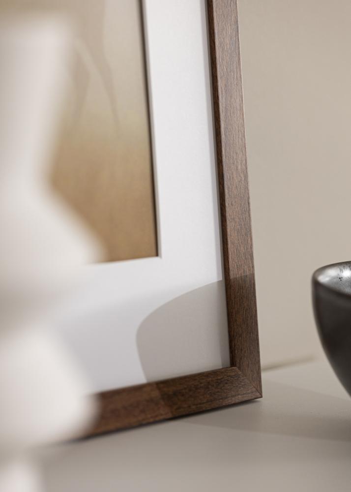 Ramme Stilren varm brun 40x40 cm - Passepartout Hvit 28x28 cm