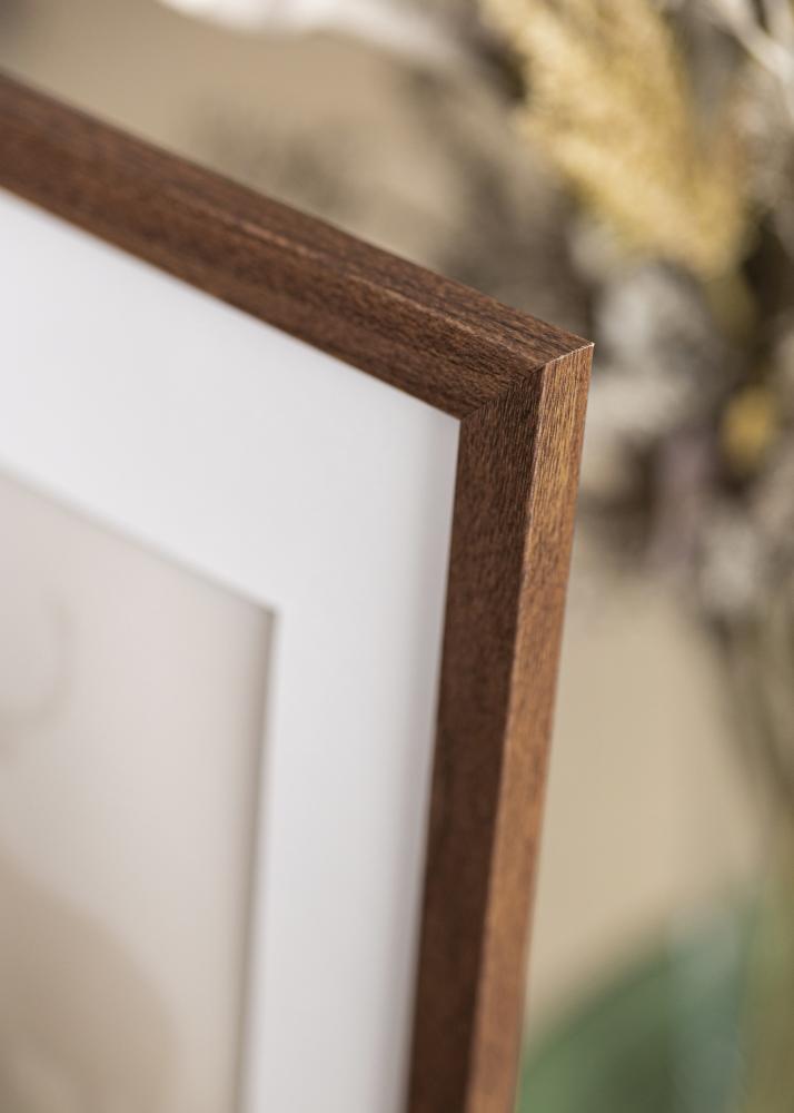 Ramme Stilren varm brun 40x40 cm - Passepartout Hvit 28x28 cm