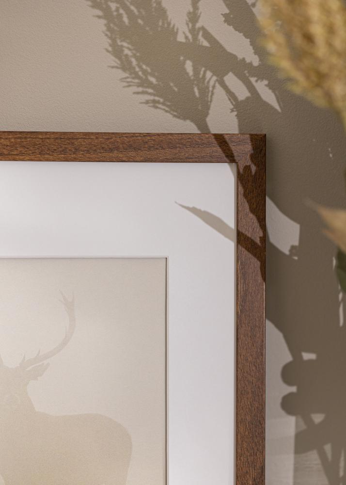 Ramme Stilren varm brun 40x40 cm - Passepartout Hvit 28x28 cm
