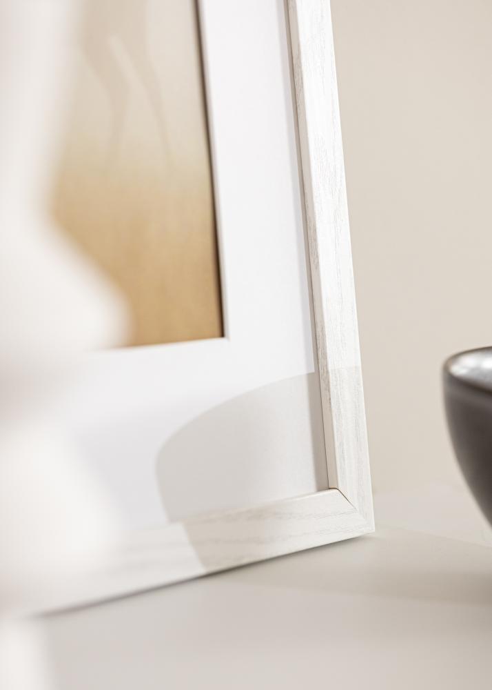 Ramme Stilren Hvit eik 40x50 cm - Passepartout Hvit 12x15 inches