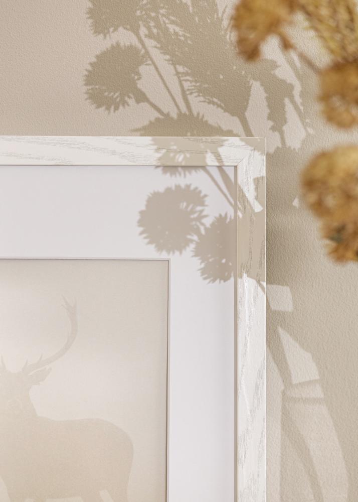 Ramme Stilren Hvit eik 40x50 cm - Passepartout Hvit 12x15 inches