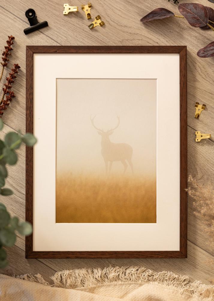 Ramme Ares Teak 28x35 cm - Passepartout Hvit 7x10 inches