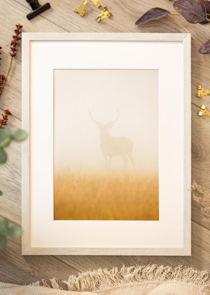 Ramme Ares Hvit Eik 40x40 cm - Passepartout Hvit 12x12 inches