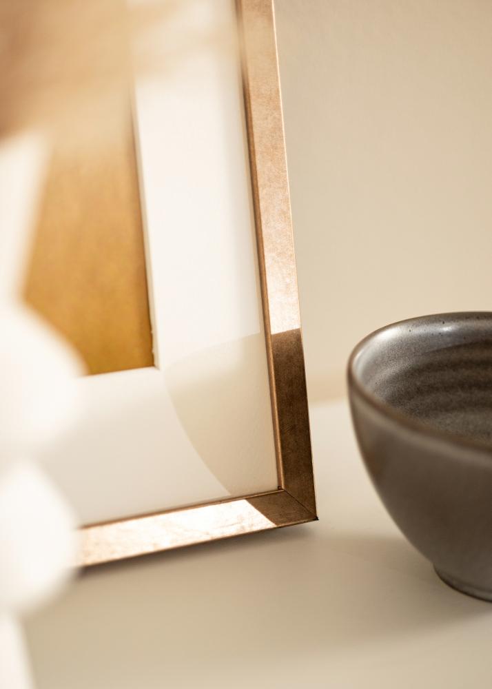 Ramme Ares Messing 40x50 cm - Passepartout Hvit 30x40 cm