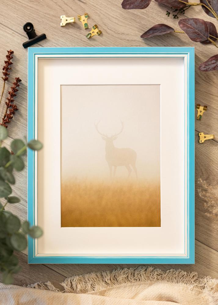 Ramme Diana Lyseblått 30x40 cm - Passepartout Hvit 8x12 inches