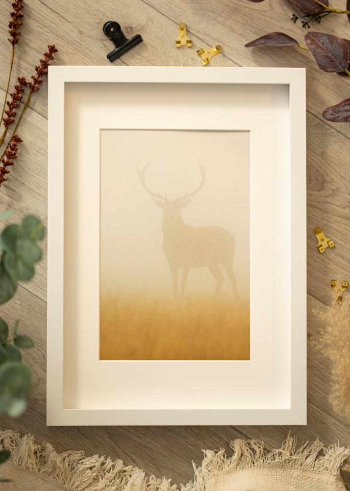 BGA Boksramme Hvit 40x60 cm - Passepartout Hvit 25x50 cm