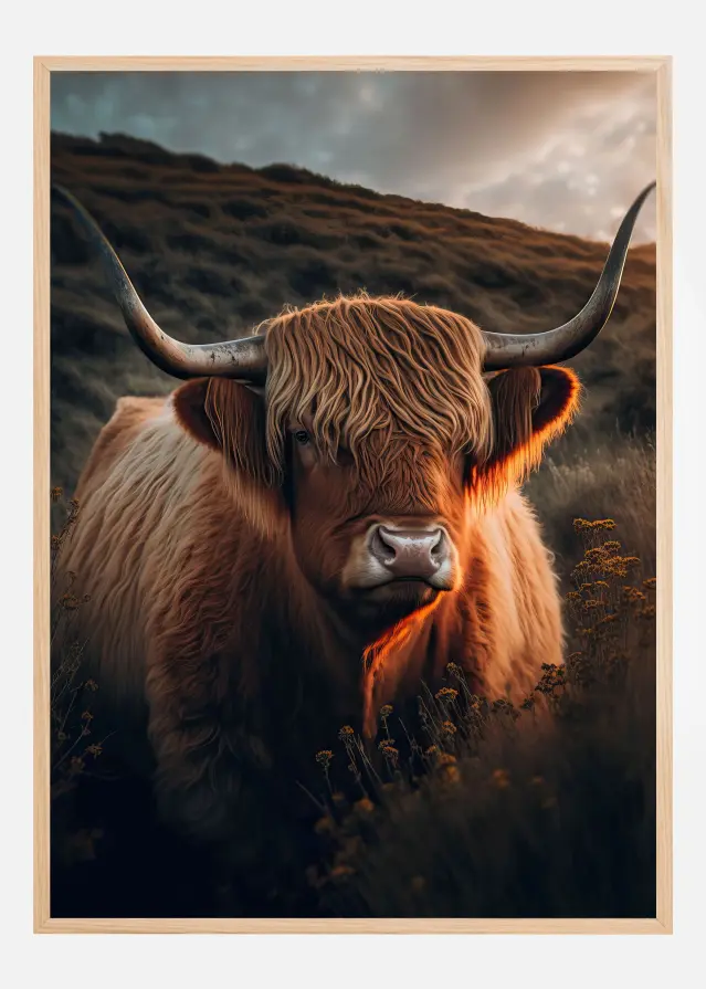 Highland Cow With Big Horns Plakat