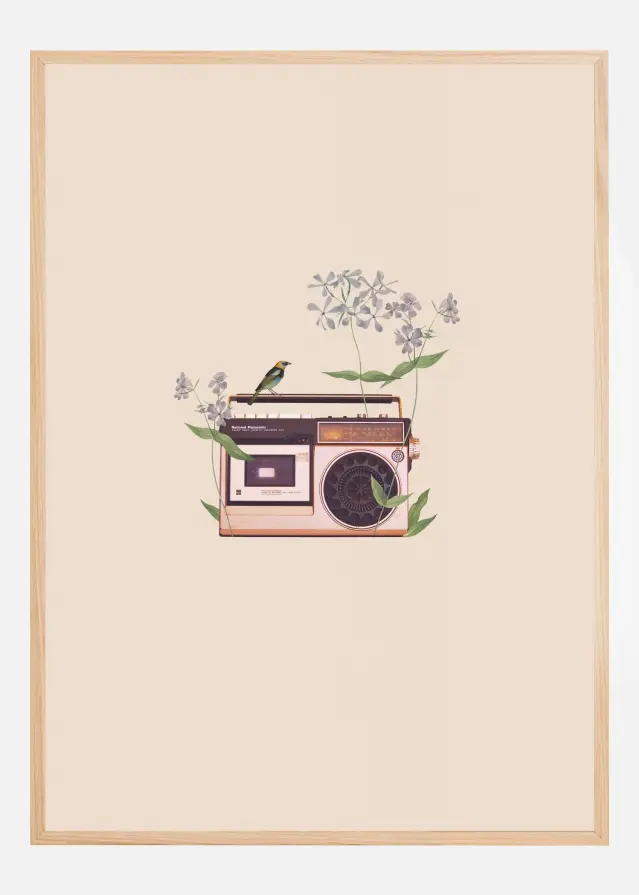 Floral vintage radio Plakat