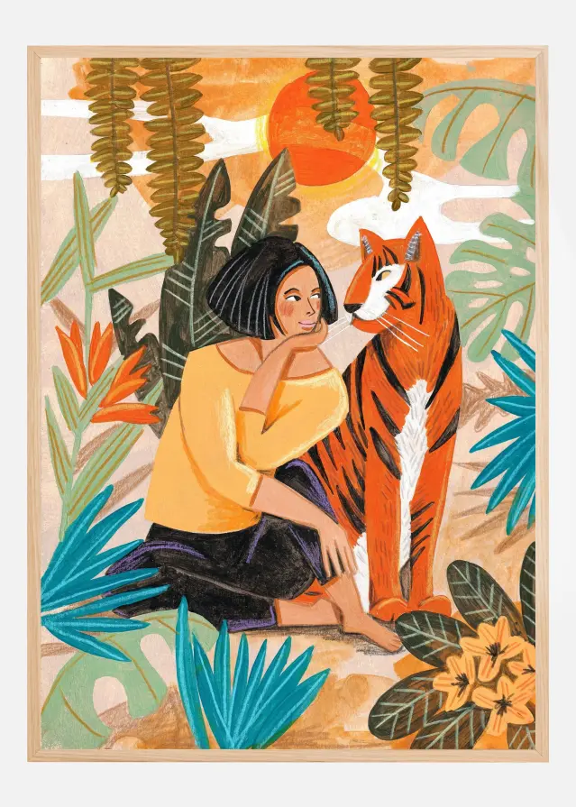 Woman with Tiger Plakat