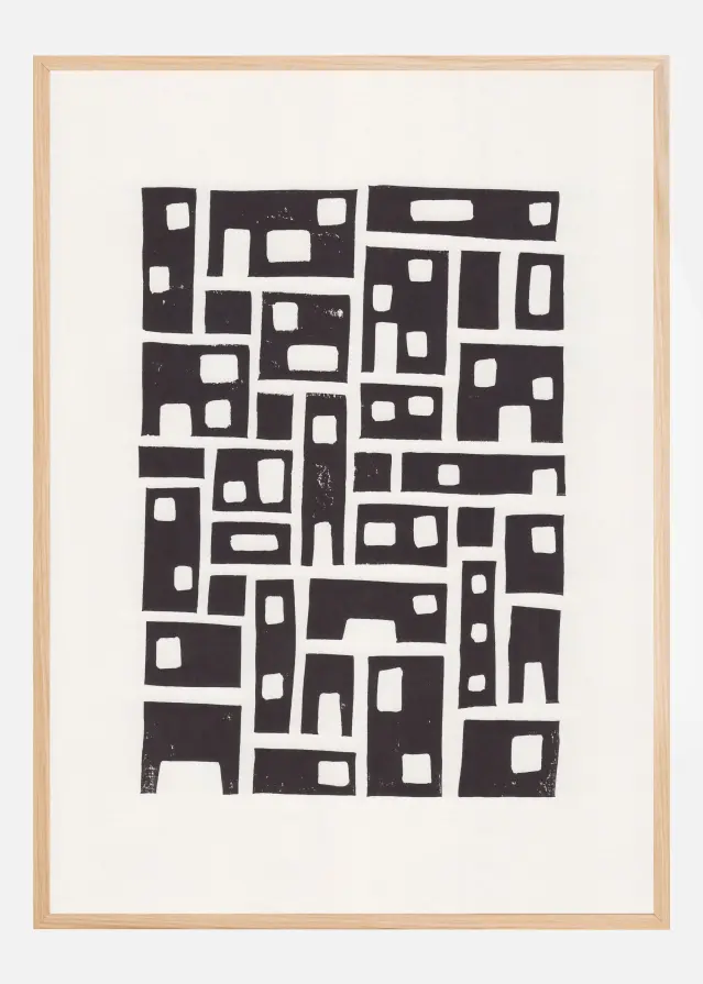 City / Lino Print Plakat