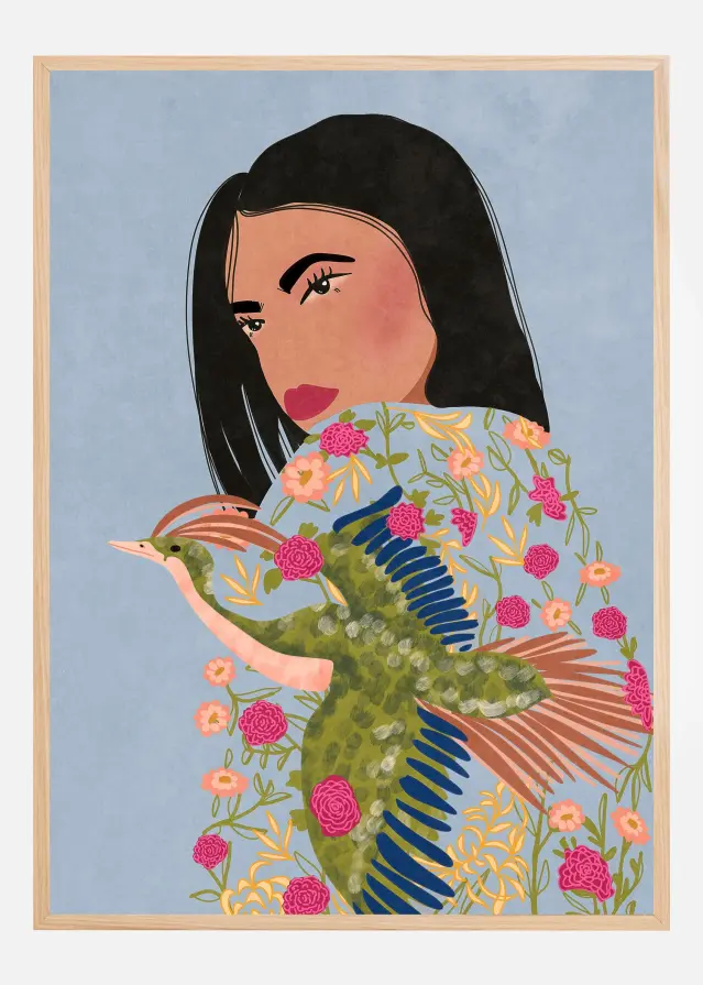 Girl with Crane Plakat