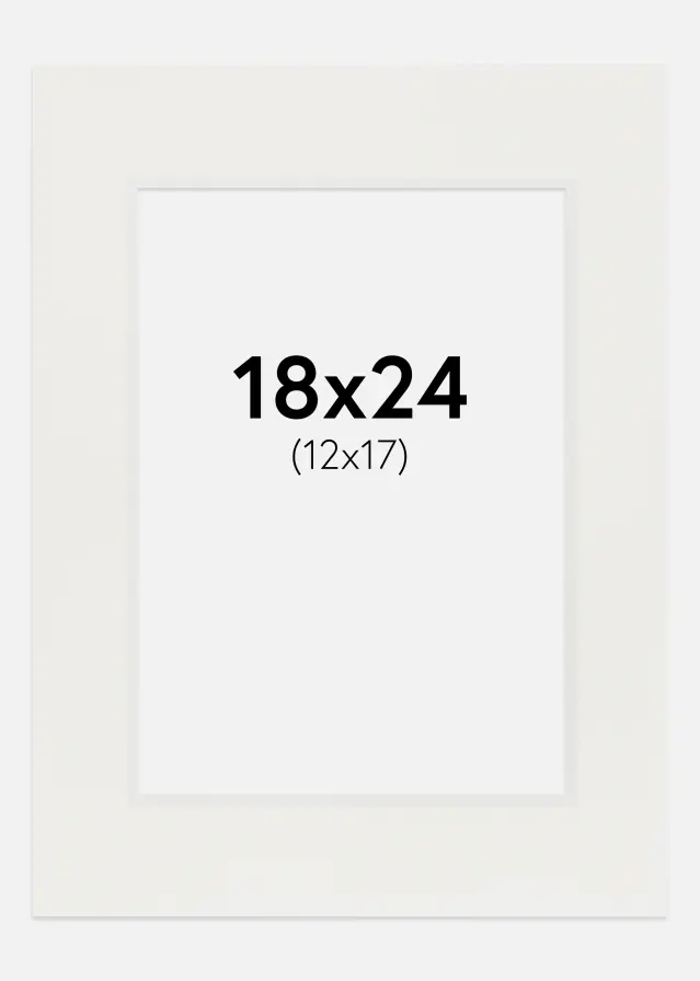 Passepartout Hvit 3 mm (Hvit kjerne) 18x24 cm (12x17)