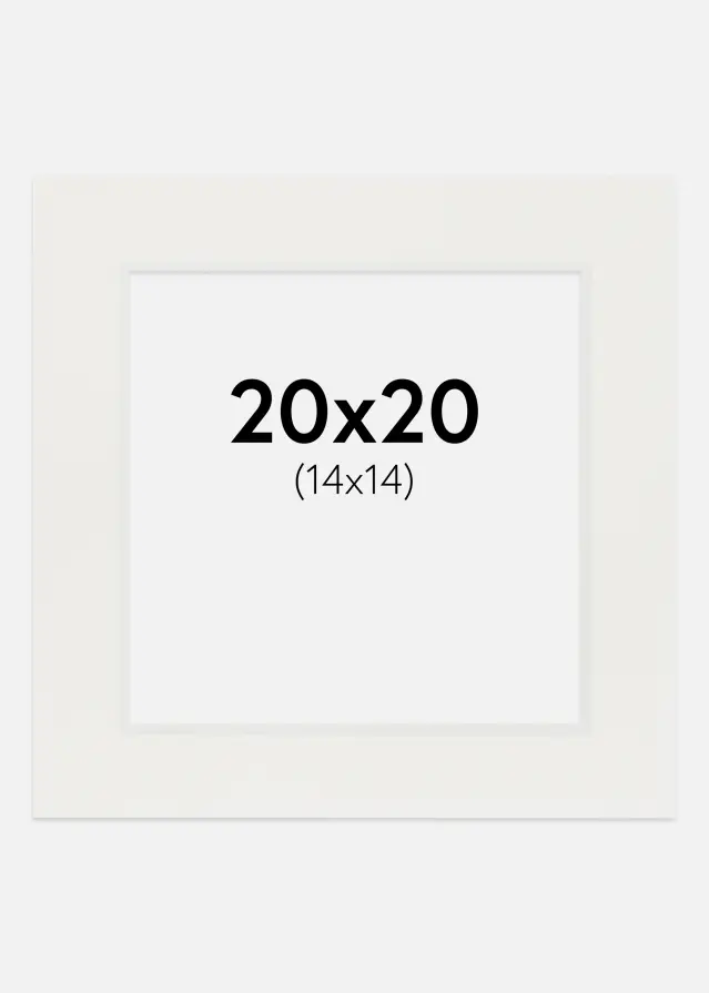 Passepartout Hvit 3 mm (Hvit kjerne) 20x20 cm (14x14)