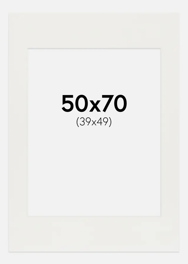 Passepartout Hvit 3 mm (Hvit kjerne) 50x70 cm (39x49)