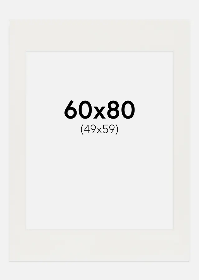 Passepartout Hvit 3 mm (Hvit kjerne) 60x80 cm (49x59)