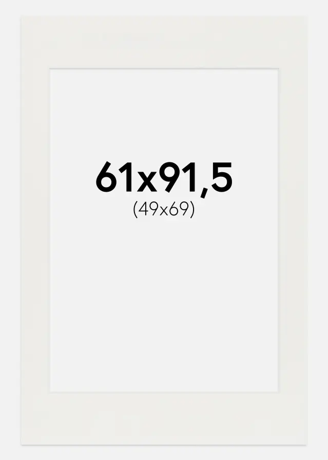 Passepartout Hvit 3 mm (Hvit kjerne) 61x91,5 cm (49x69)