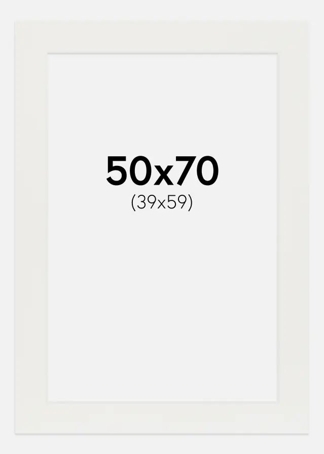 Passepartout Hvit 3 mm (Hvit kjerne) 50x70 cm (39x59)