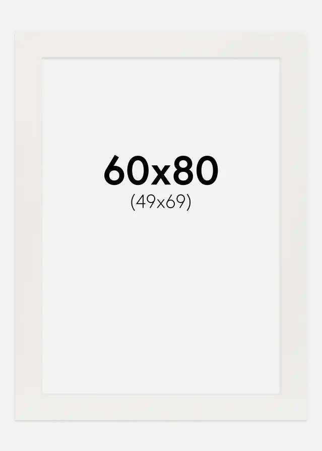 Passepartout Hvit 3 mm (Hvit kjerne) 60x80 cm (49x69)