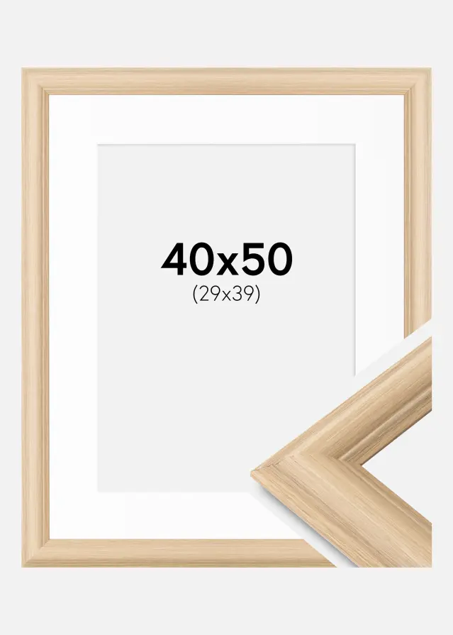 Ramme Västkusten Eik 40x50 cm - Passepartout Hvit 30x40 cm