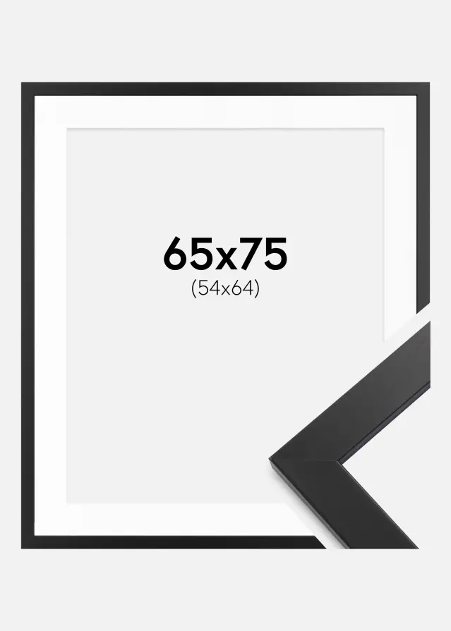 Ramme svart tre 65x75 cm - Passepartout Hvit 55x65 cm