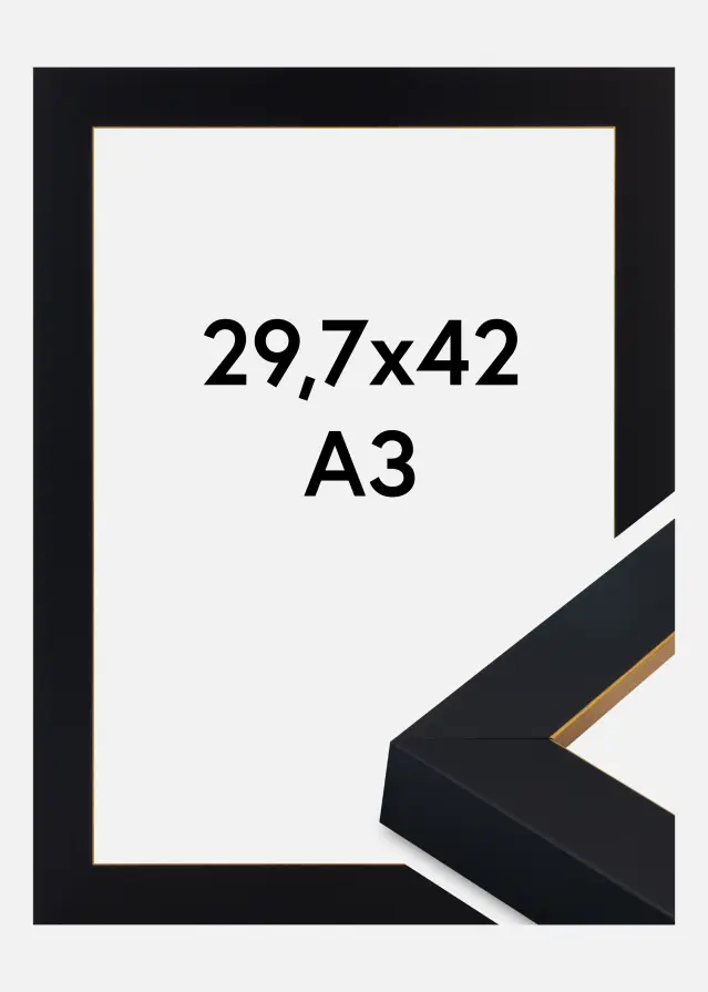 Ramme Sussex Akrylglass Svart/Gull 29,7x42 cm (A3)