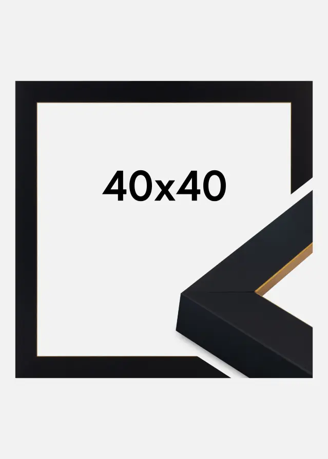 Ramme Sussex Akrylglass Svart/Gull 40x40 cm
