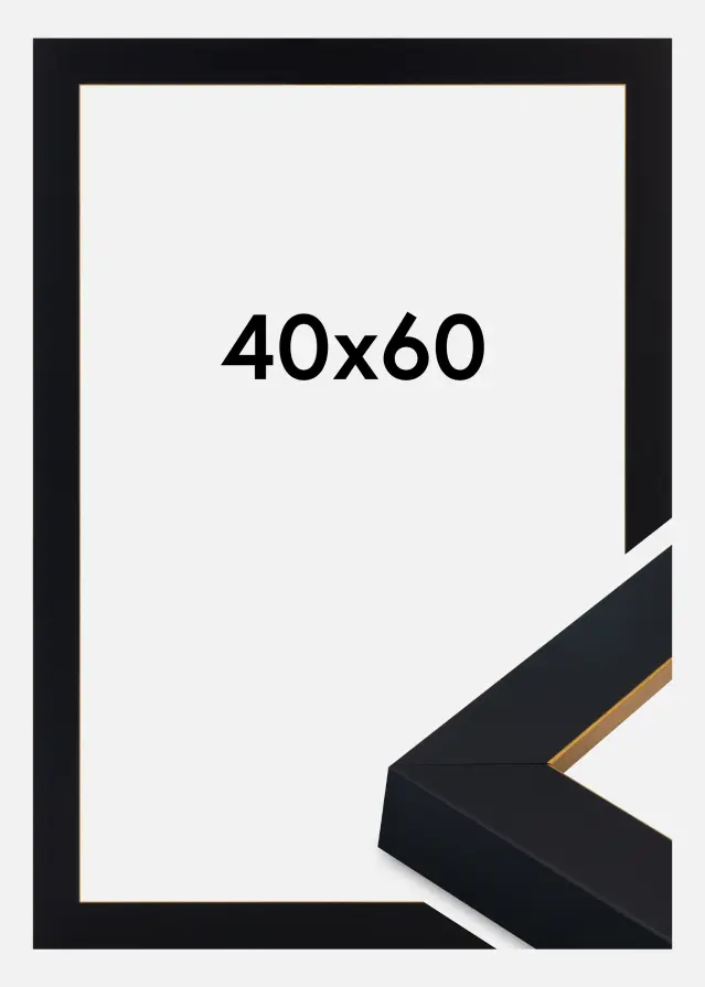 Ramme Sussex Akrylglass Svart/Gull 40x60 cm