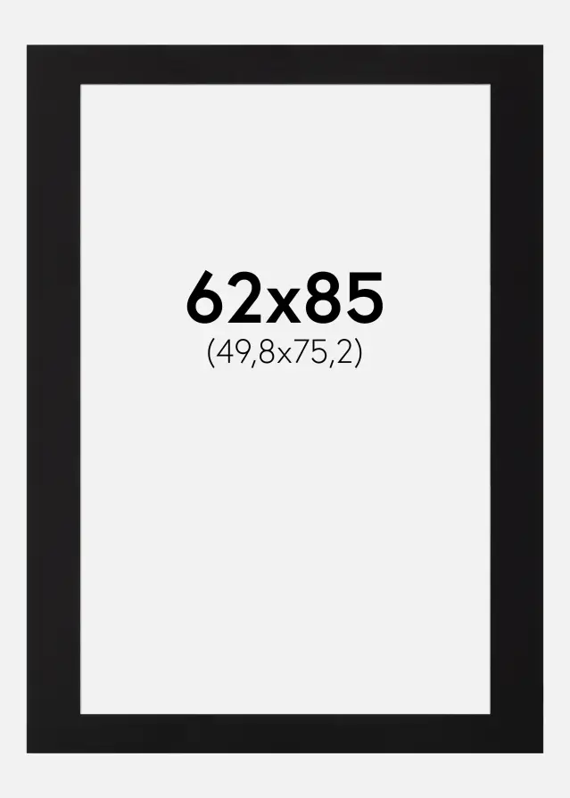 Passepartout Svart Standard (Hvit Kjerne) 62x85 cm (49,8x75,2)