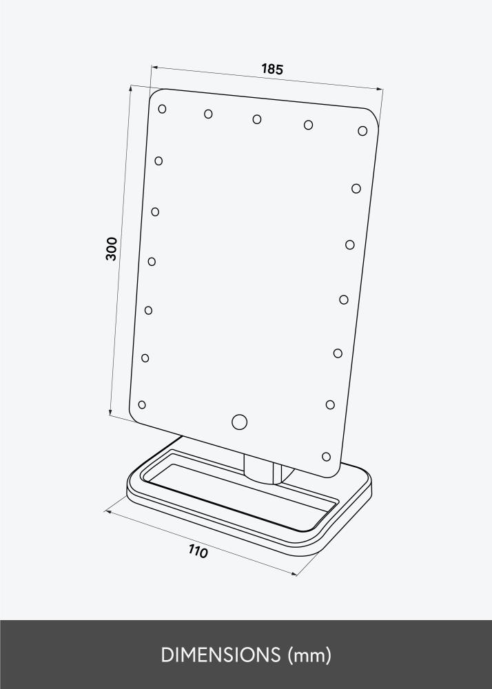 KAILA Sminkespeil Foot Hvit 18x30 cm
