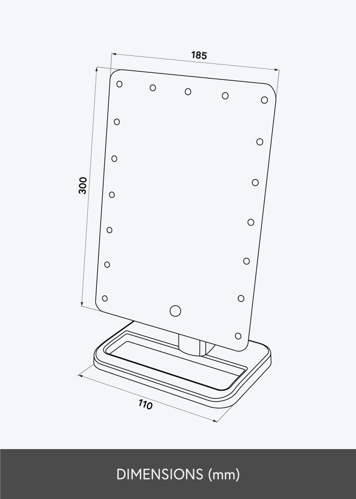KAILA Sminkespeil Foot Svart 18x30 cm