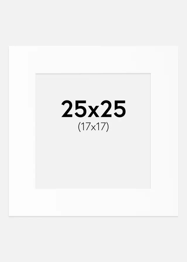 Passepartout Hvit Standard (Hvit kerne) 25x25 cm (17x17)