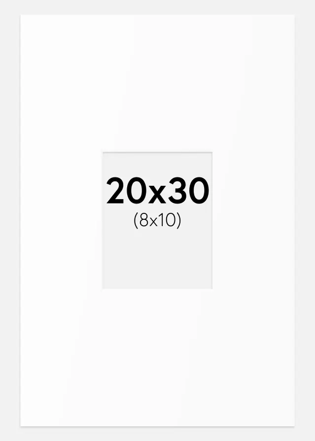 Passepartout Hvit Standard (Hvit kerne) 20x30 cm (8x10)