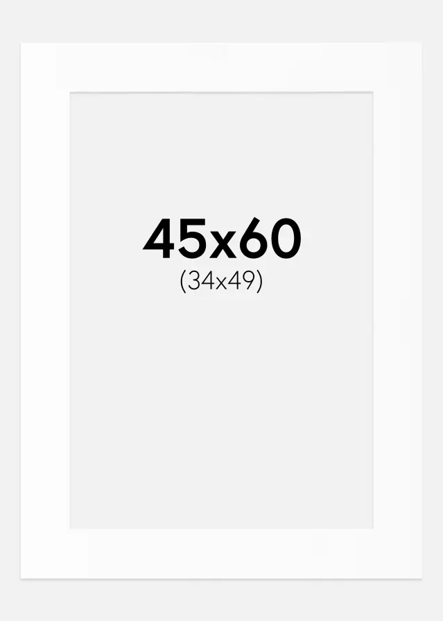 Passepartout Hvit Standard (Hvit kerne) 45x60 cm (34x49)